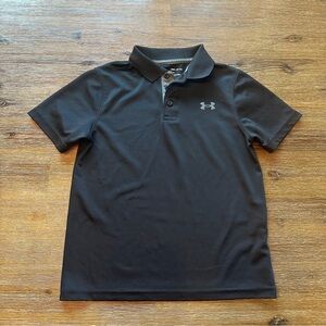 3/27$ Under Armour Kids Boys Black Heatgear Polo Shirt size Small